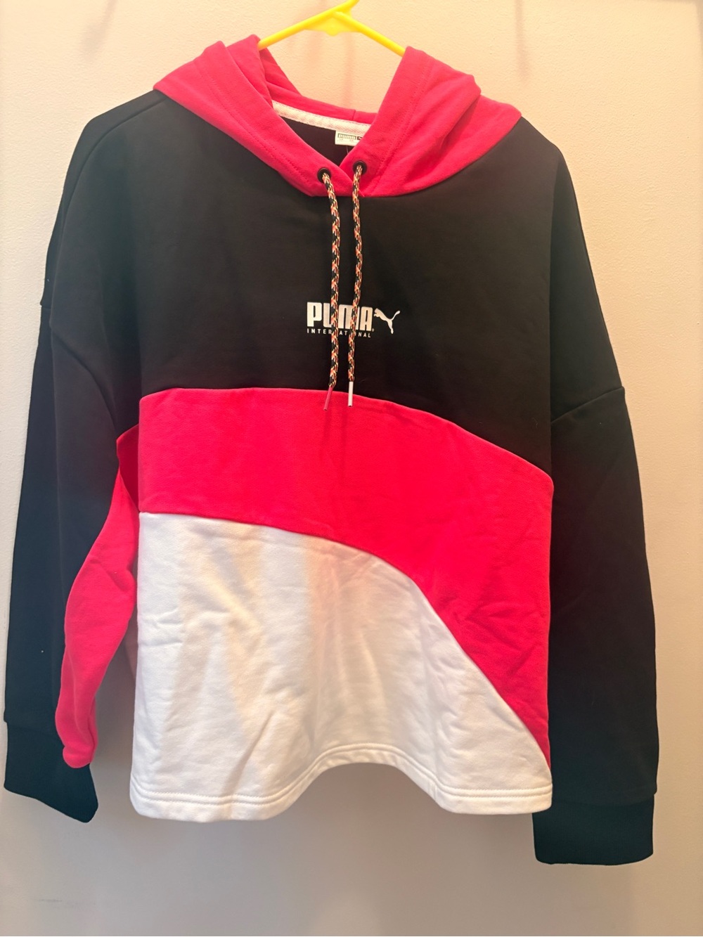 Puma Black and Bright Pink Colorblock Hoodie